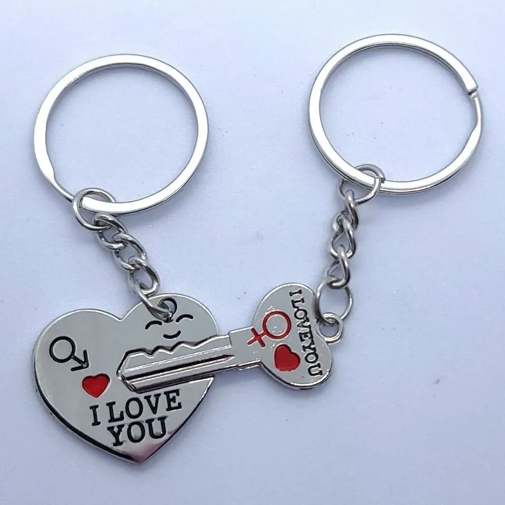 Couples Key to My Heart Keychain Set Matching I Love You Keyring Romantic Gift